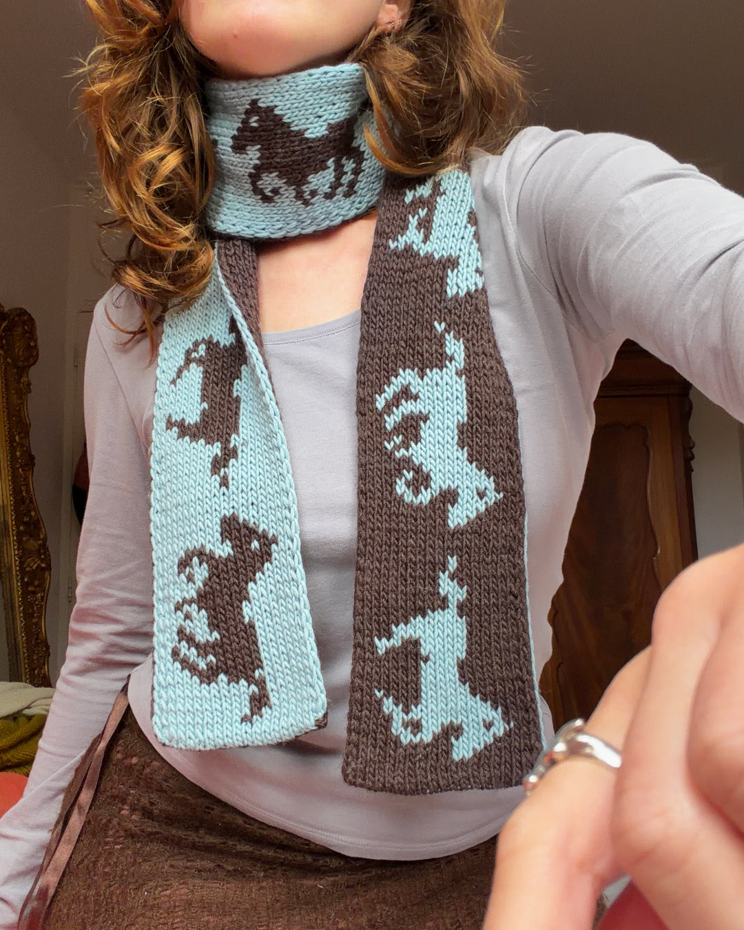 Scarf knitting pattern ✧ Horses