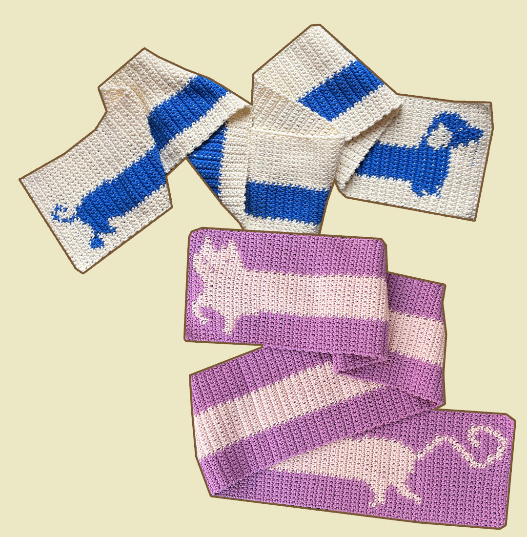 Crochet scarf pattern sausage dog cat