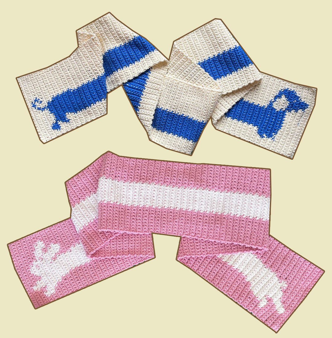 Crochet scarf pattern sausage dog rabbit