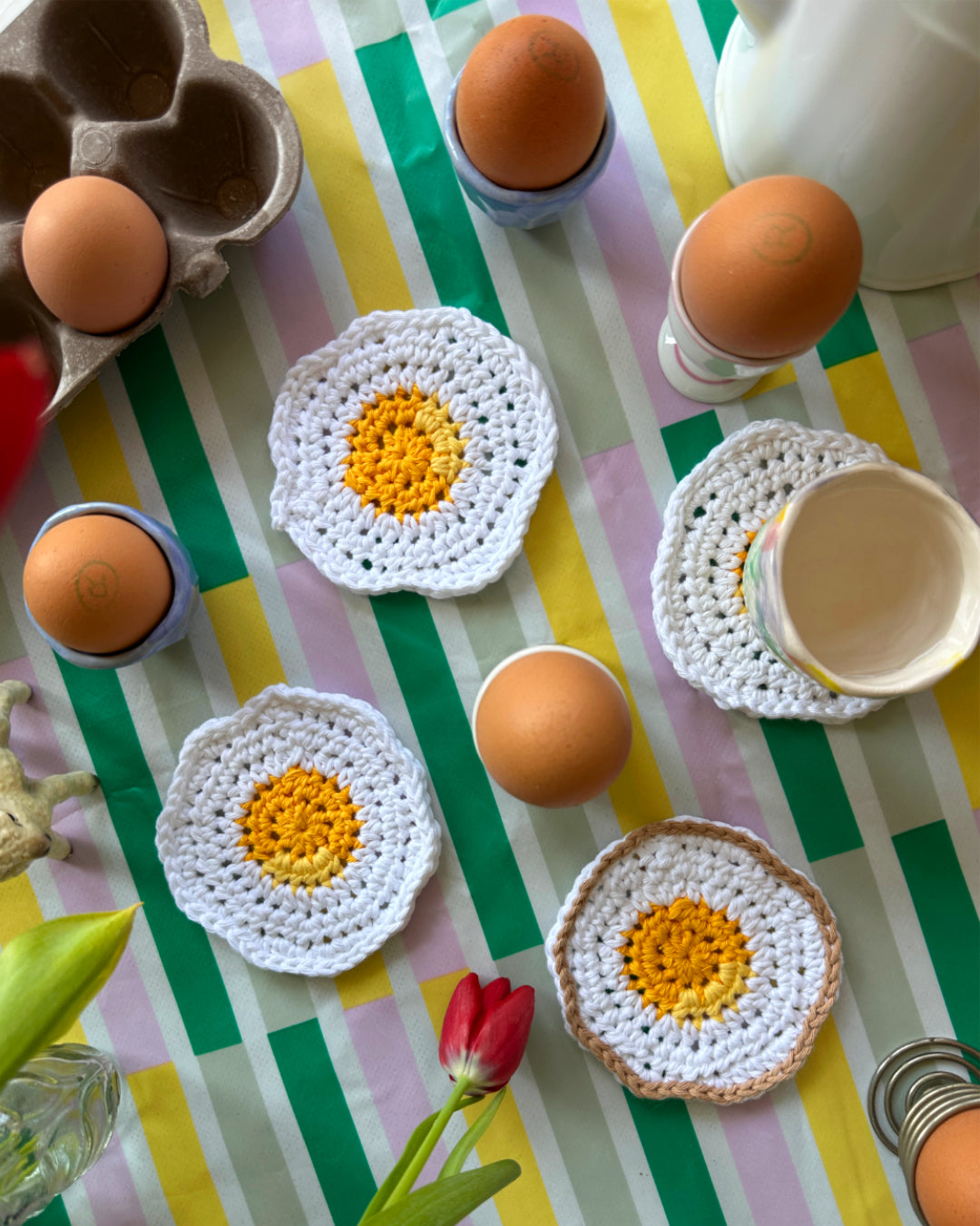 Crochet coasters pattern ✧ Eggs