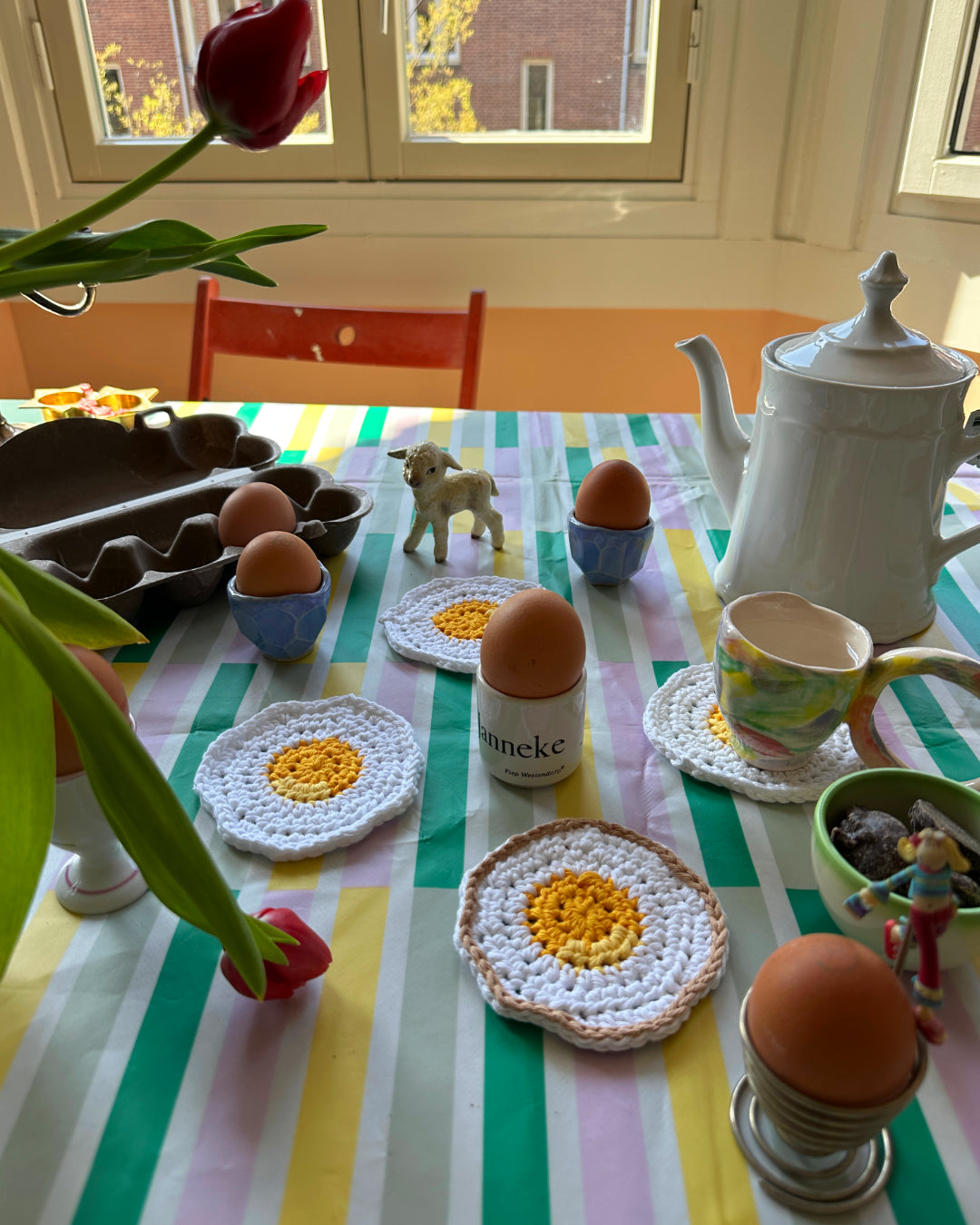 Crochet coasters pattern ✧ Eggs