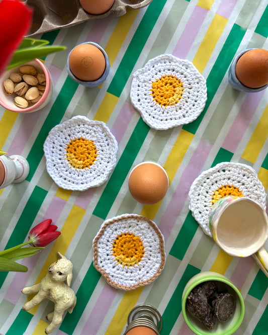 Crochet coasters pattern ✧ Eggs