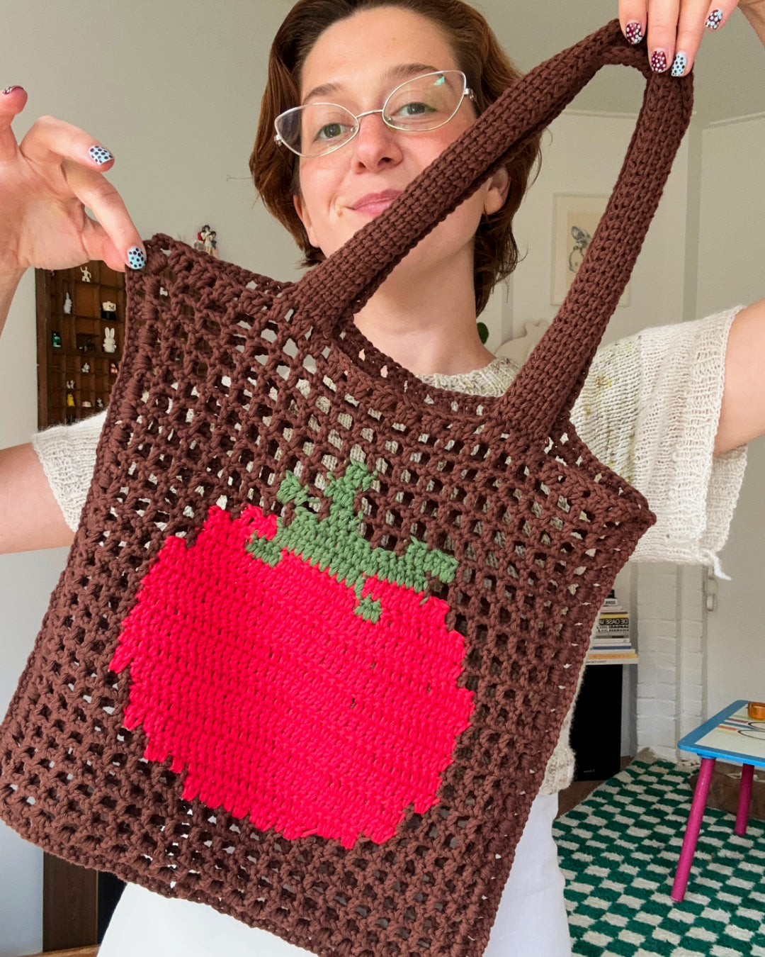 Crochet market bag pattern ✧ Tomato