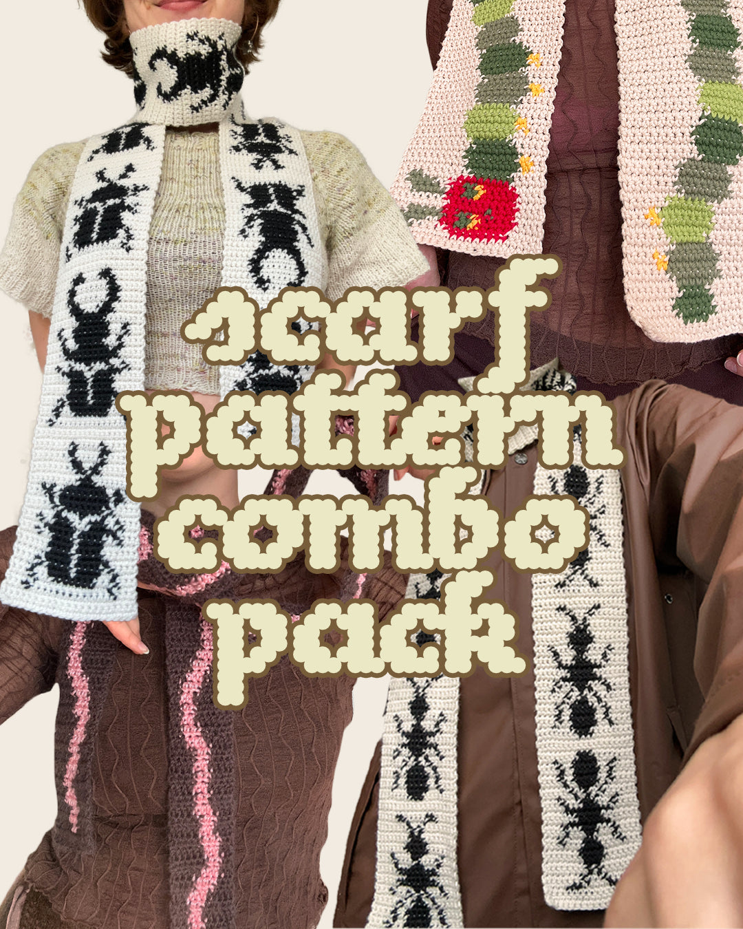 Crochet pattern combo pack ✧ Bug scarves