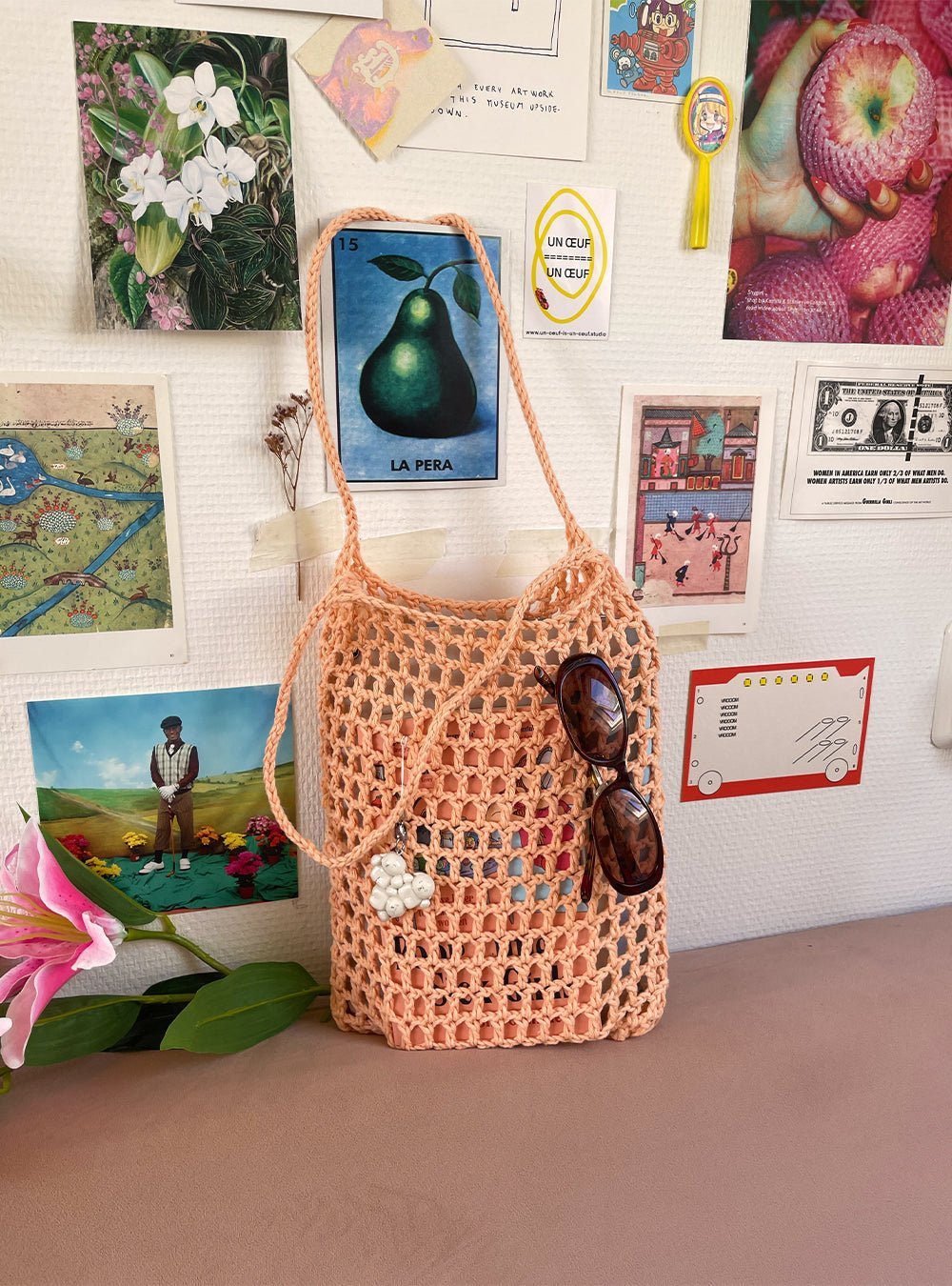 Crochet pattern for beginners - mini mesh bag