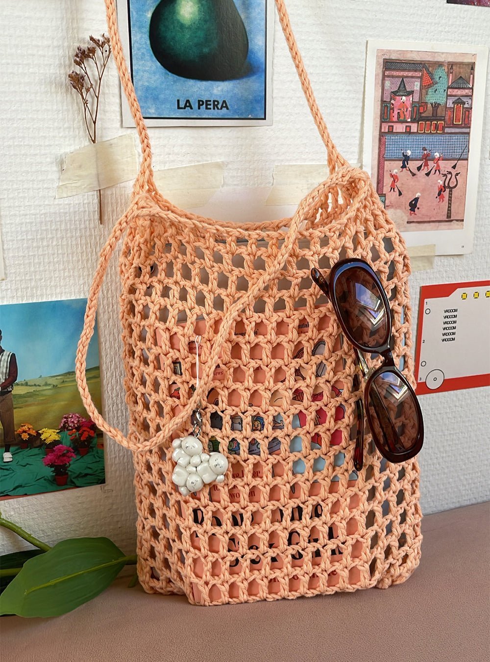 Crochet pattern for beginners - mini mesh bag