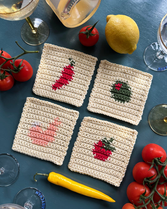 Crochet coasters pattern ✧ Aperitivo