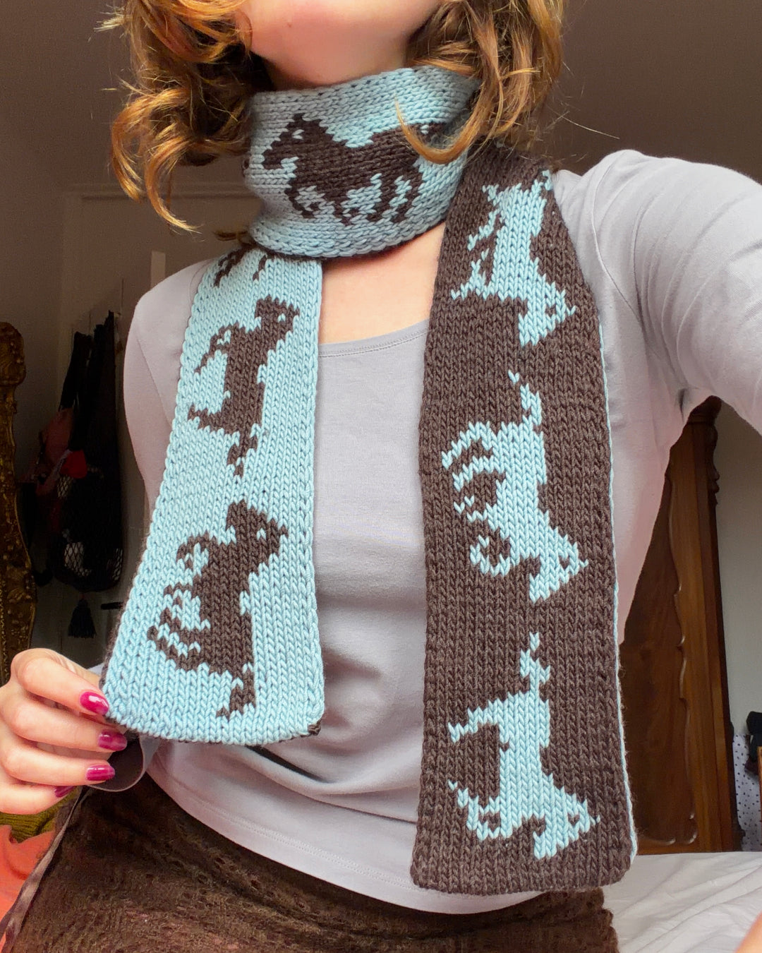 Scarf knitting pattern ✧ Horses