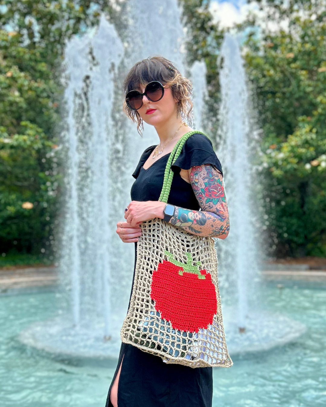 Crochet market bag pattern ✧ Tomato