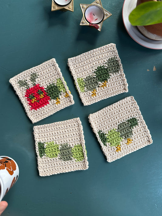 Crochet coasters pattern ✧ Hungry Caterpillar snacks