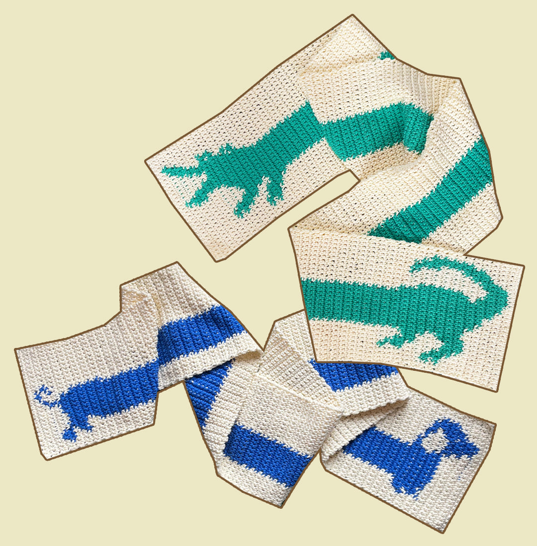 Crochet scarf pattern sausage dog crocodile
