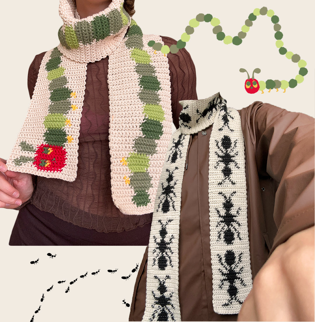 Crochet pattern combo pack ✧ Bug scarves