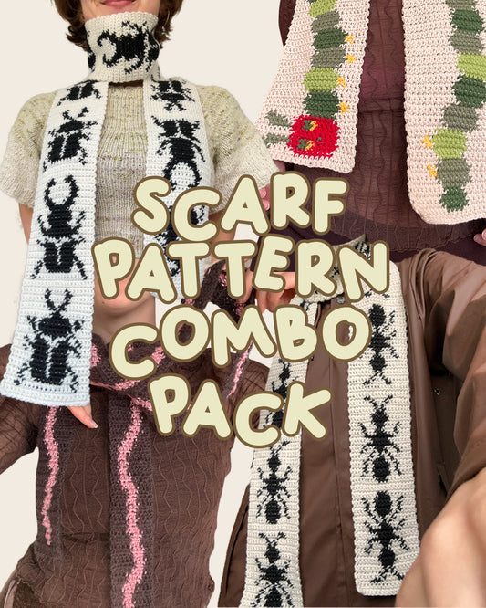 Crochet pattern combo pack ✧ Bug scarves