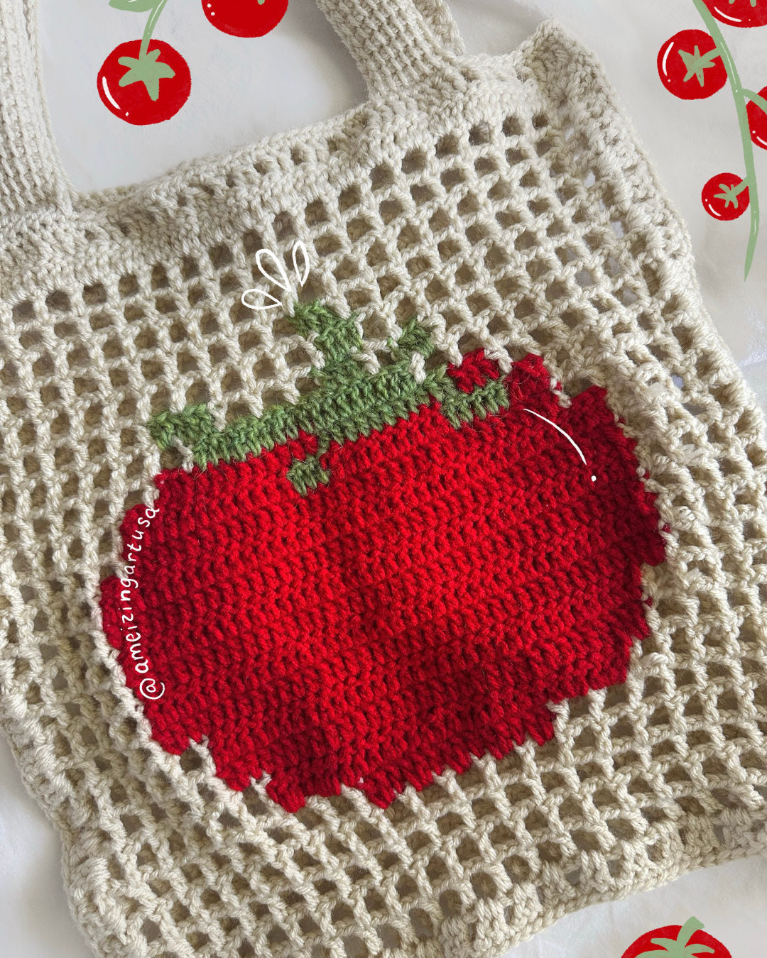Crochet market bag pattern ✧ Tomato