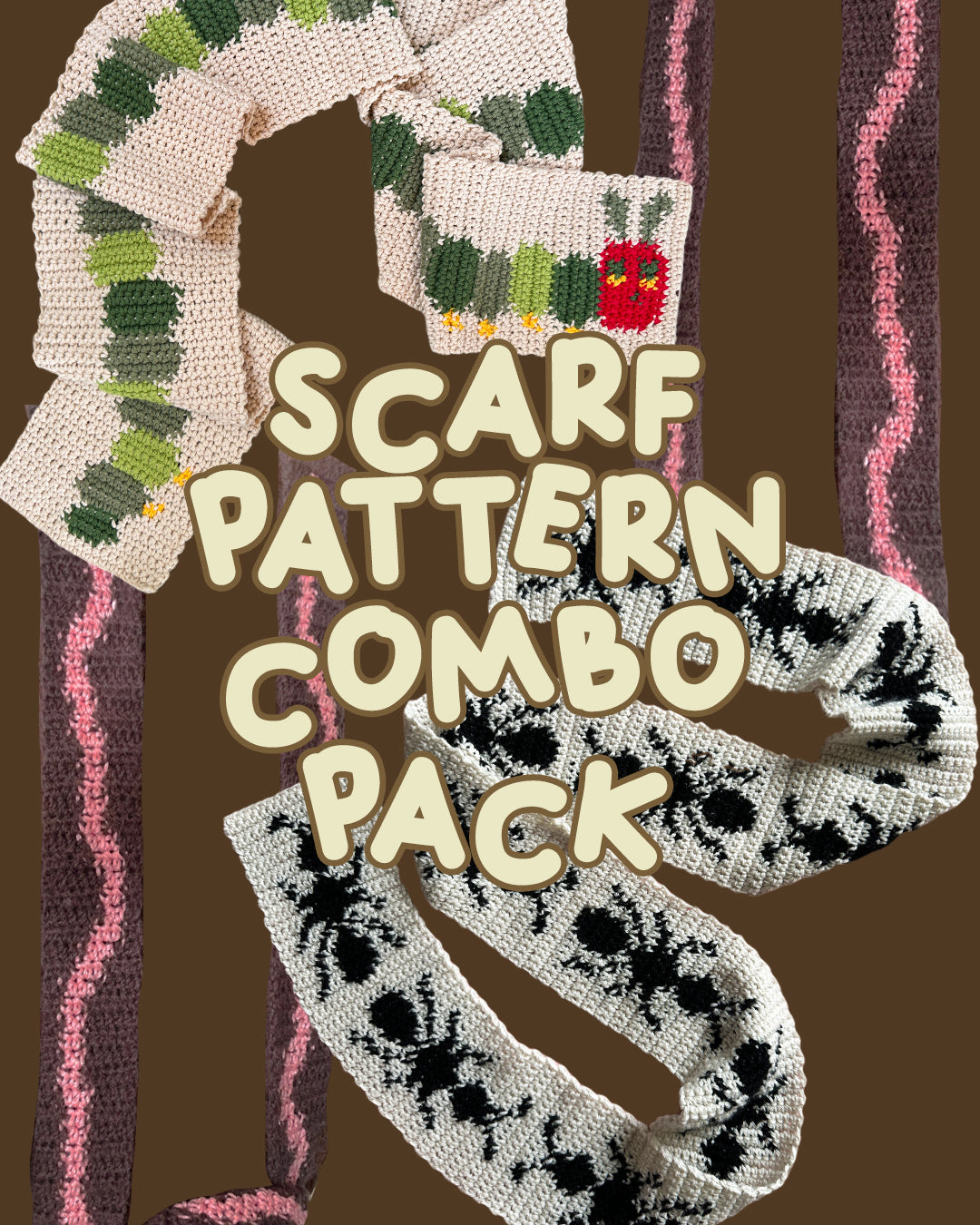 Crochet pattern combo pack ✧ Bug scarves