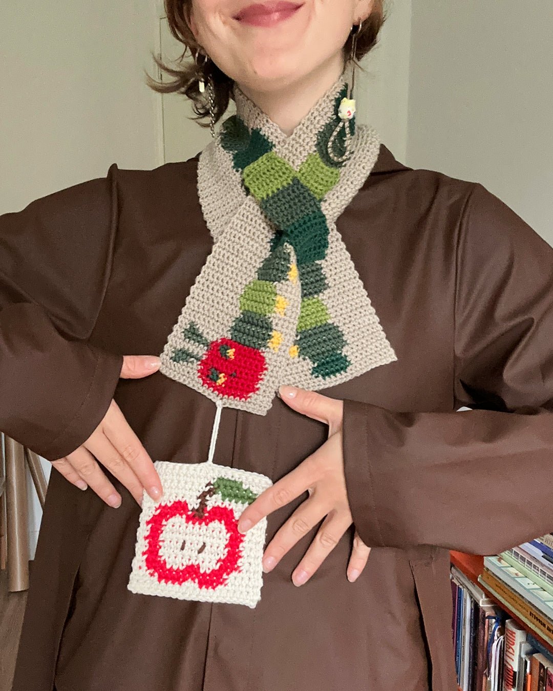 Crochet coasters pattern ✧ Hungry Caterpillar snacks - devout hand