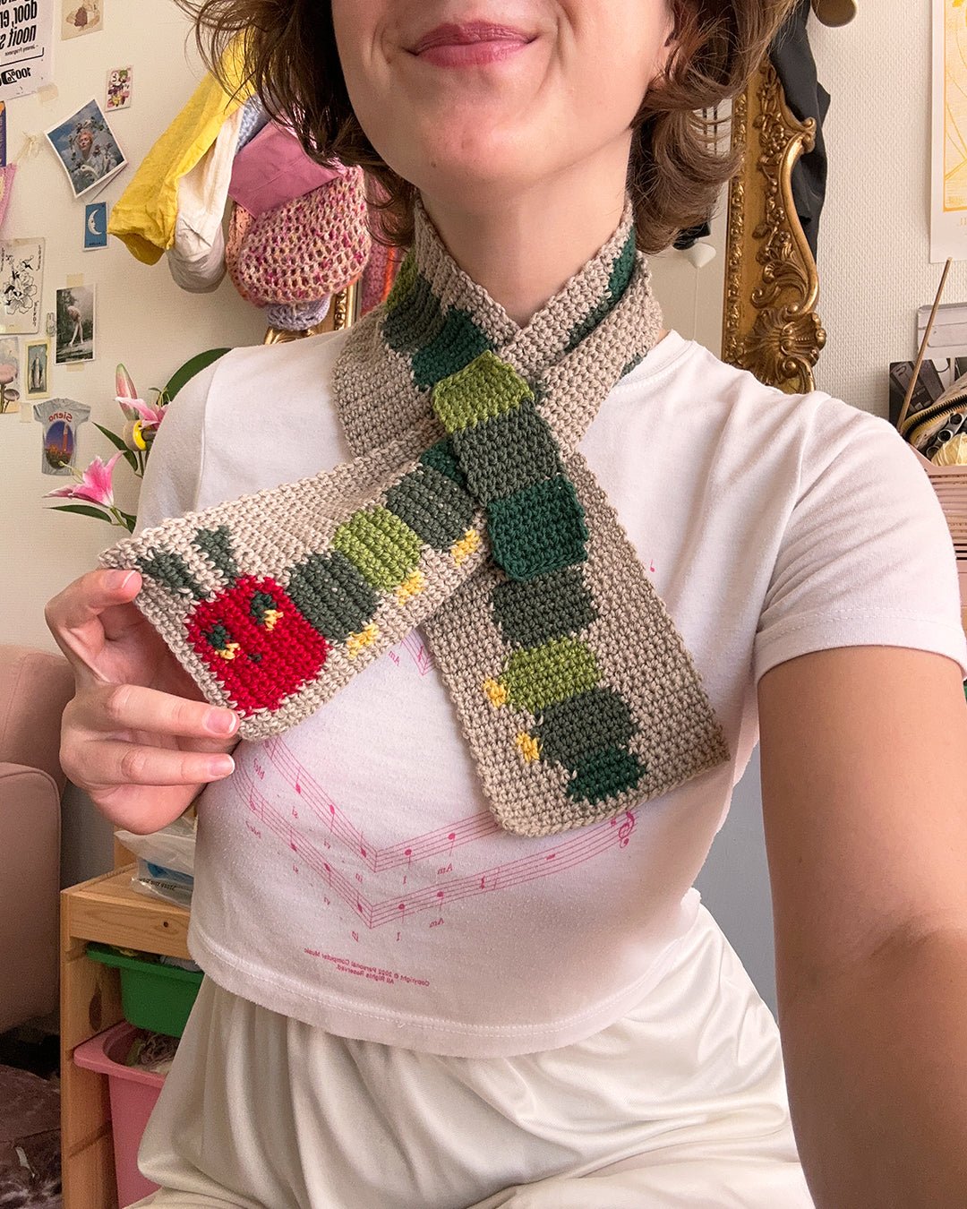 Ready - to - order ✧ Handmade children's Hungry Caterpillar scarf - devout hand