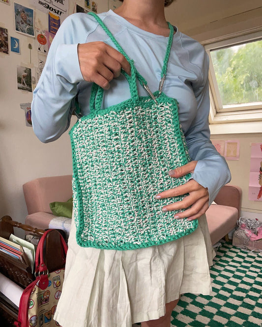 Crochet bag pattern ✧ Two - tone tote - devout hand