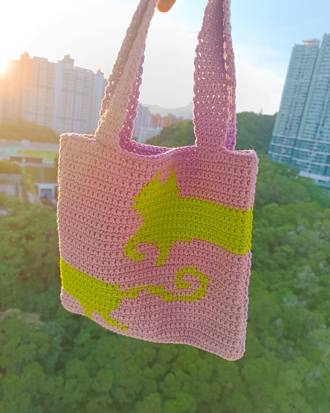 Crochet Heart Granny Square Tote Bag -  Hong Kong