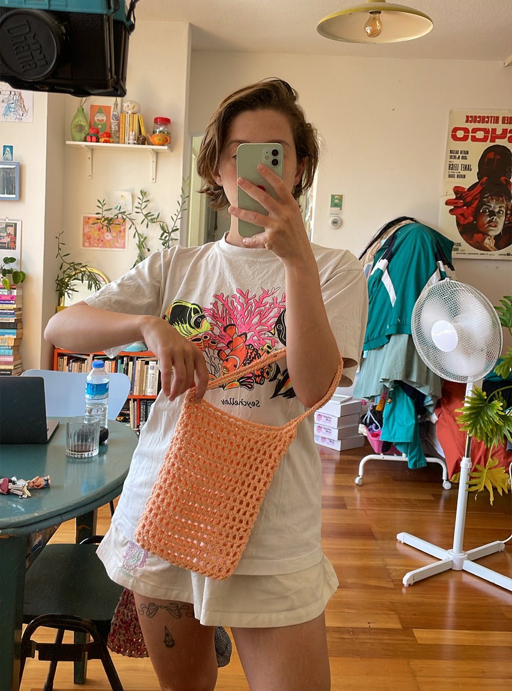Crochet pattern for beginners - mini mesh bag
