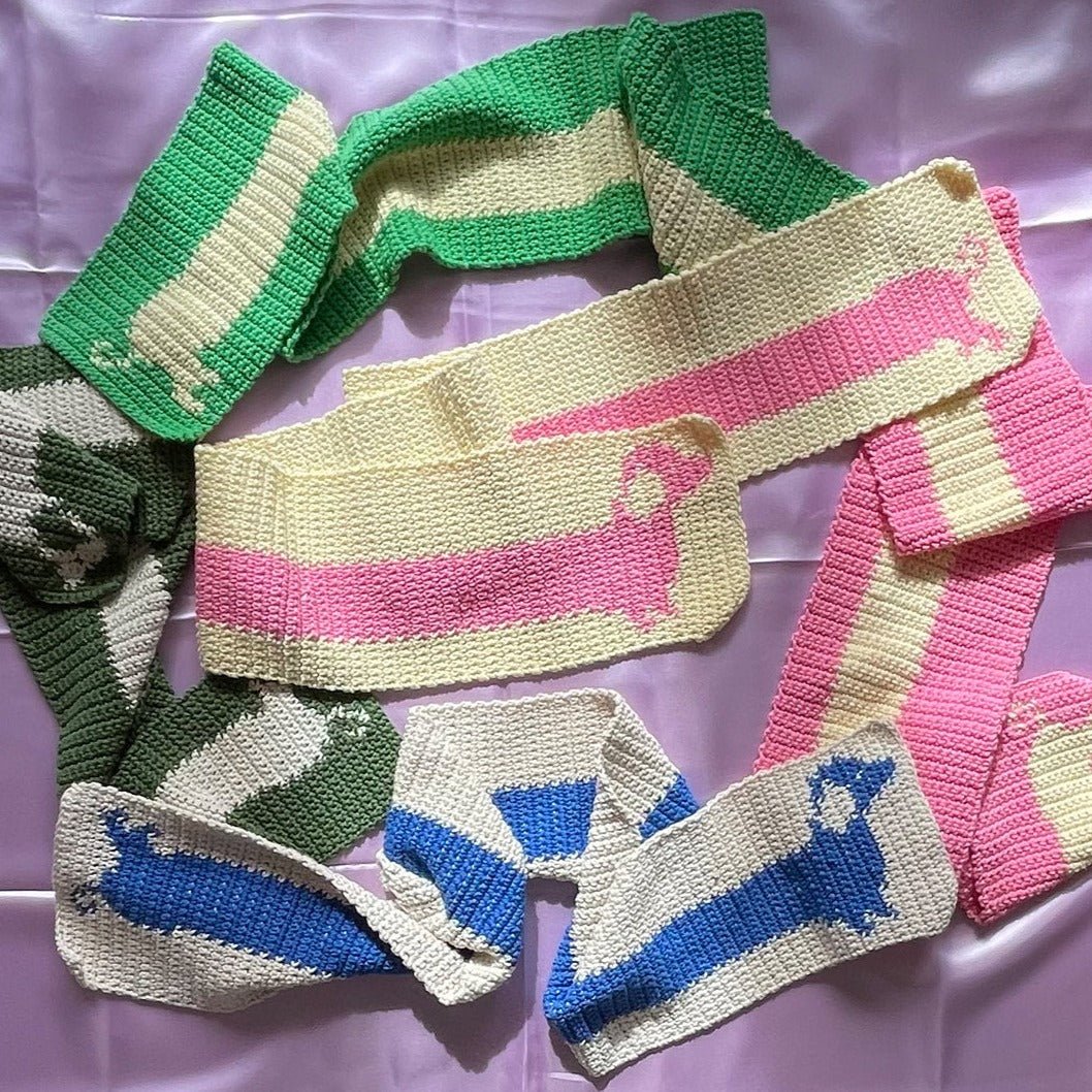 Crochet Scarf Pattern Sausage Dog by devout hand