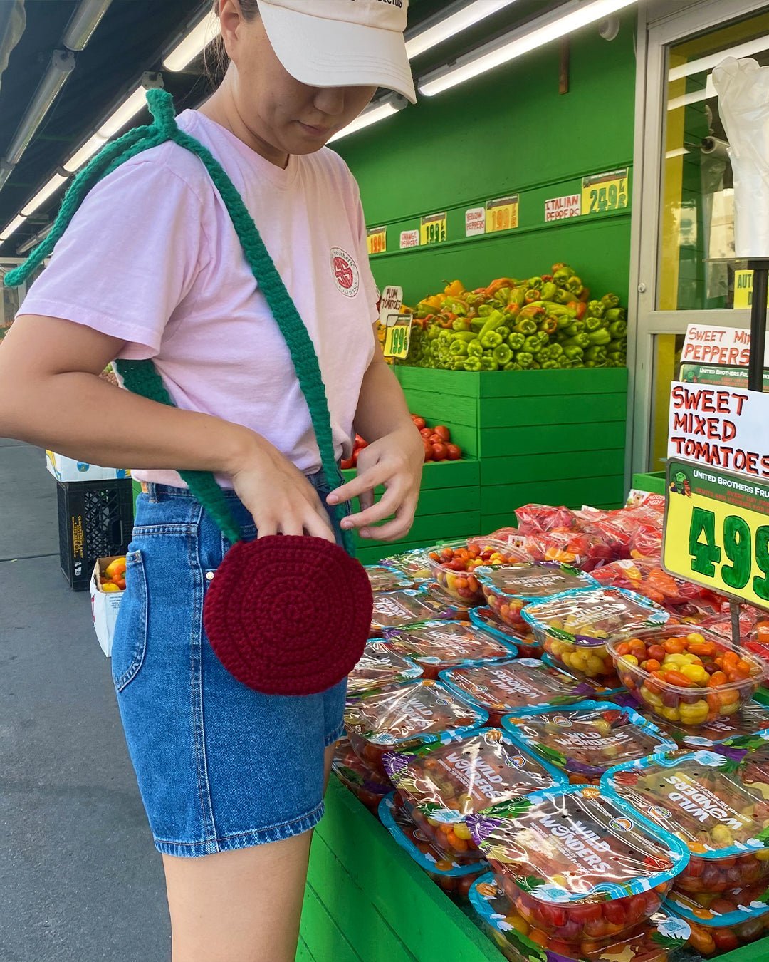 Crochet bag pattern - cherry fruit design